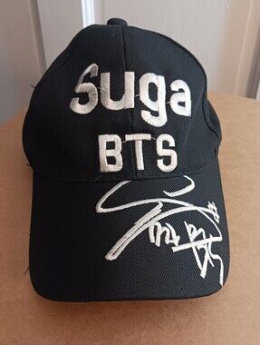 BTS SUGA Ball Cap Black Hat White Embroidery Very Good Condition